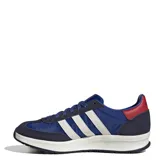 Championes Adidas Run 70 2.0, color azul con detalles en blanco y rojo. Inspirados en los años 70, combinan diseño retro con tecnología moderna.