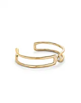 Pulsera doble bañada en oro de 18K con incrustaciones de topacio blanco.