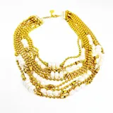 Collar mil vueltas perla y cadena