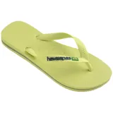 Ojotas Havaianas modelo Brasil Logo, color azul con tiras blancas y logo de Brasil.