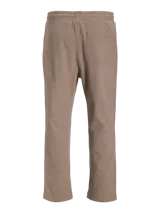 Pantalón de jogging color marrón claro, de algodón y poliéster reciclado, con cintura elástica ajustable con cordón, corte relajado y logo bordado en blanco.