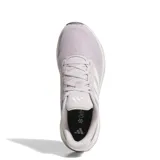Championes de running Adidas modelo Runfalcon 5 para mujer, color lila claro con detalles en blanco y gris. Presentan exterior de malla transpirable, tres franjas laterales en blanco y mediasuela Cloudfoam.