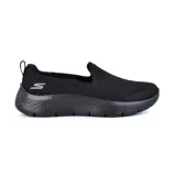 Championes Skechers Go Walk Flex Ocean Sunset, color negro, sin cordones, capellada de malla, plantilla Air-Cooled Goga Mat, amortiguación Ultra Go y suela flexible.