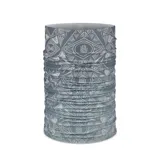 Cuello multifuncional Buff Coolnet Uv® Essi con estampado geométrico en tonos grises y blancos.