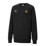 Buzo negro de cuello redondo, con logo de Puma bordado en blanco en el pecho izquierdo y escudo del Club Atlético Peñarol con estrellas en amarillo en el pecho derecho.