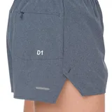Short de running azul con cintura elástica y logo de la marca en la pierna derecha.