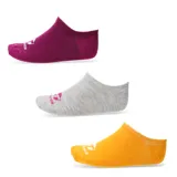 Set de medias invisibles para mujer en colores violeta, gris y anaranjado, ideal para uso diario.