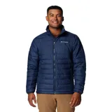 Campera puffer Columbia Powder Lite II, color verde oliva en la parte superior y verde claro en la parte inferior. Con cierre frontal, cuello alto, bolsillos laterales con cierre y logo de la marca bordado en el pecho.