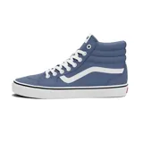 Zapatillas de caña alta Vans Filmore Hi, color azul con detalles en blanco. Confeccionadas en lona y cuero sintético, con suela waffle y cuello acolchado.