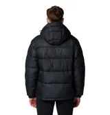 Campera puffer Columbia Pike Lake II Hooded, color negro, con capucha ajustable, tecnología Omni-Heat reflectante, aislamiento de poliéster reciclado, bolsillos con cierre y puños ajustables.