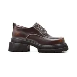 Zapato de plataforma color marrón, con diseño elegante y tacón ancho.