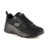 Championes Skechers Fashion Fit Makes Moves, color negro, con capellada de malla, plantilla Memory Foam y logo en el lateral.