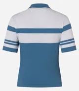 Blusa polo rayada, confeccionada en poliamida, con acabado seamless y mangas cortas.