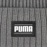 Gorro de lana Puma negro con tejido de punto acanalado y logo de la marca en el frente.