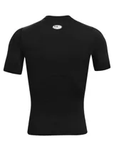 Remera deportiva blanca Under Armour HeatGear Armour de manga corta, corte ajustado y logo negro en el pecho.