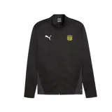 Campera de entrenamiento con cierre Puma del Club Atlético Peñarol, color negro con detalles en gris. Presenta el logo de Puma bordado en blanco y el escudo del club bordado en amarillo.