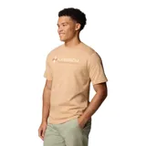 Remera de hombre Columbia de manga corta, color negro, con logo de la marca estampado en el pecho y en la manga.