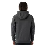 Campera con capucha Rip Curl Anti Series Viral, color negro con detalles en gris. Cierre frontal con cremallera, bolsillos laterales y logo de la marca en el pecho.