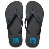 Ojotas Reef Seaside Hawaiian negras con detalles en azul.