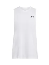 Musculosa blanca de algodón con logo Under Armour estampado en el pecho.