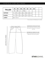 Pantalón de jean negro, corte recto y tiro medio/alto, con bolsillos clásicos y botamanga rebatida con interior color marrón.