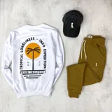 Jogger color mostaza de algodón sin felpa con puños y cintura elástica.