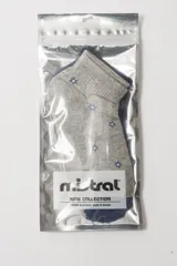 Pack de medias soquetes con diseños personalizados en colores gris y azul.