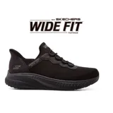 Championes Skechers Hands Free Slip-ins: BOBS Sport BOBS Squad Chaos - Daily Hype, color negro, con capellada de tejido técnico y sintético con cordones elásticos, plantilla acolchada Skechers Memory Foam y suela de tracción flexible.