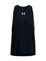 Musculosa deportiva Under Armour Zone para hombre, color negro con logo blanco estampado en el pecho.