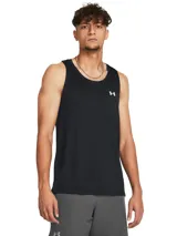 Musculosa deportiva Under Armour Launch Singlet negra con logo blanco en el pecho.