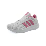 Championes Adidas Lite Racer 4.0, color gris con detalles en rosa, con tecnología Cloudfoam para mayor comodidad.