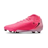 Championes de fútbol Nike Phantom Luna II Academy, con tobillera de lycra, suela con tapones y capellada dividida en dos colores: negro en el talón y blanco en la puntera. Logo de Nike en dorado.