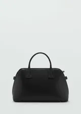 Bolso tipo bombonera color negro con doble asa corta y correa larga ajustable y desmontable.