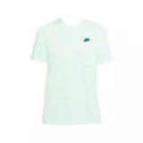 Remera azul de algodón con cuello redondo y logo de Nike bordado en blanco en el pecho.