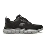 Championes Skechers Track Broader negros con suela gris. Capellada de malla y material sintético, plantilla Memory Foam y suela flexible.