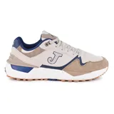 Championes Joma de estilo vintage, color beige con detalles en azul y marrón. Capellada de textil y piel, con tecnología VTS para ventilación. Mediasuela de phylon y suela de caucho DURABILITY.