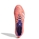 Championes de fútbol 5 Adidas Predator League Tf, diseño unisex color naranja con detalles en azul y blanco.