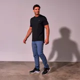 Pantalón largo de jogging para hombre, color azul con cintura elástica negra.