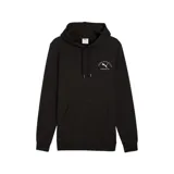 Canguro Puma negro con capucha y cordones ajustables. Estampado pequeño con el logo de Puma Athletics en el pecho.