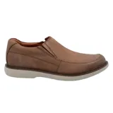 Zapato slip-on de cuero color marrón con suela de goma EVA.