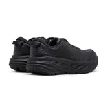 Championes Hoka Bondi SR de cuero negro, con suela gruesa y resistente al agua. Diseñados para el uso diario y actividades laborales.