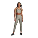 Calza de mujer Under Armour HeatGear® de tiro alto hasta el tobillo, color gris azulado, con cintura antideslizante y logo en la pierna.