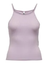 Musculosa de breteles finos color lila, con cuello redondo y corte ajustado.