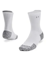 Medias deportivas blancas con logo de Adidas en gris. Tejido de secado rápido que dispersa la humedad.