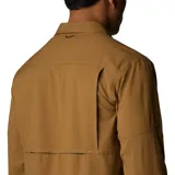 Camisa de hombre Columbia Silver Ridge, color beige, de manga larga con botones para enrollar, dos bolsillos frontales con botón, ventilación en la espalda y protección solar UPF 50.