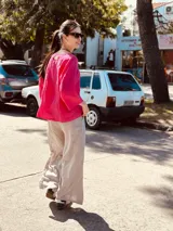 Camisa 100% lino fucsia