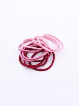 Pack de 12 coleros elásticos para el cabello, en colores rosa y bordó.