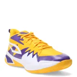 Championes de básquet Puma Genetics Basketball, color amarillo con detalles en blanco y violeta.
