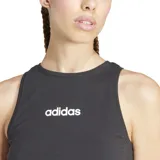 Musculosa negra ajustada de algodón y elastano, con logo lineal de Adidas en el pecho y espalda deportiva.