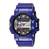 Reloj Casio G-Shock GBA400-2ADR, color violeta con detalles en negro y blanco. Cuenta con conectividad Bluetooth, cronómetro, temporizador, alarmas, hora mundial, calendario automático y resistencia al agua hasta 200 metros.